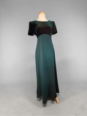 Michaelangelo Dark Emerald Velvet Bodice & Deep Teal Maxi Dress